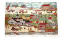 Chain Stitch Rug Carpet Hand Made Kashmir Crewel Wool Embroidered Wall Hanging Village Design Area Rug Multi-Color 4 x 6 Feet Canvas Lined