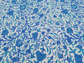 Cotton Crewel Bedspread Bedcover Hand Embroidered Kashmir Wool on Cotton Blue Queen Size 104" x 88" inches