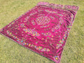 Kashmiri Wool on Velvet Crewel Embroidered Queen Size Bedspread 104" x 86" with Pillow and Cushion Covers